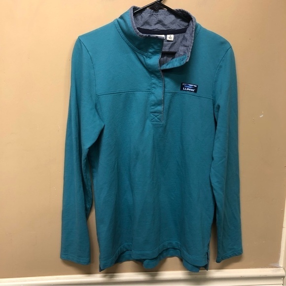 L.L. BEAN SOFT COTTON RUGBY HENLEY SWEATER 501241 LONG SLEEVE  MEDIUM - Picture 1 of 6
